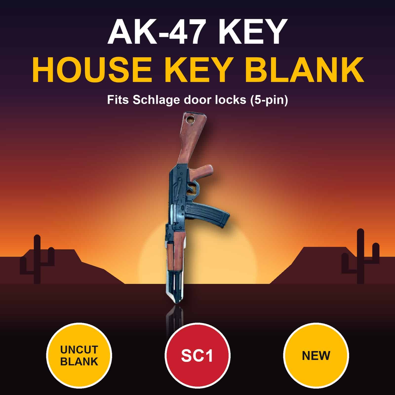 Gun picture house key blank – photo 4