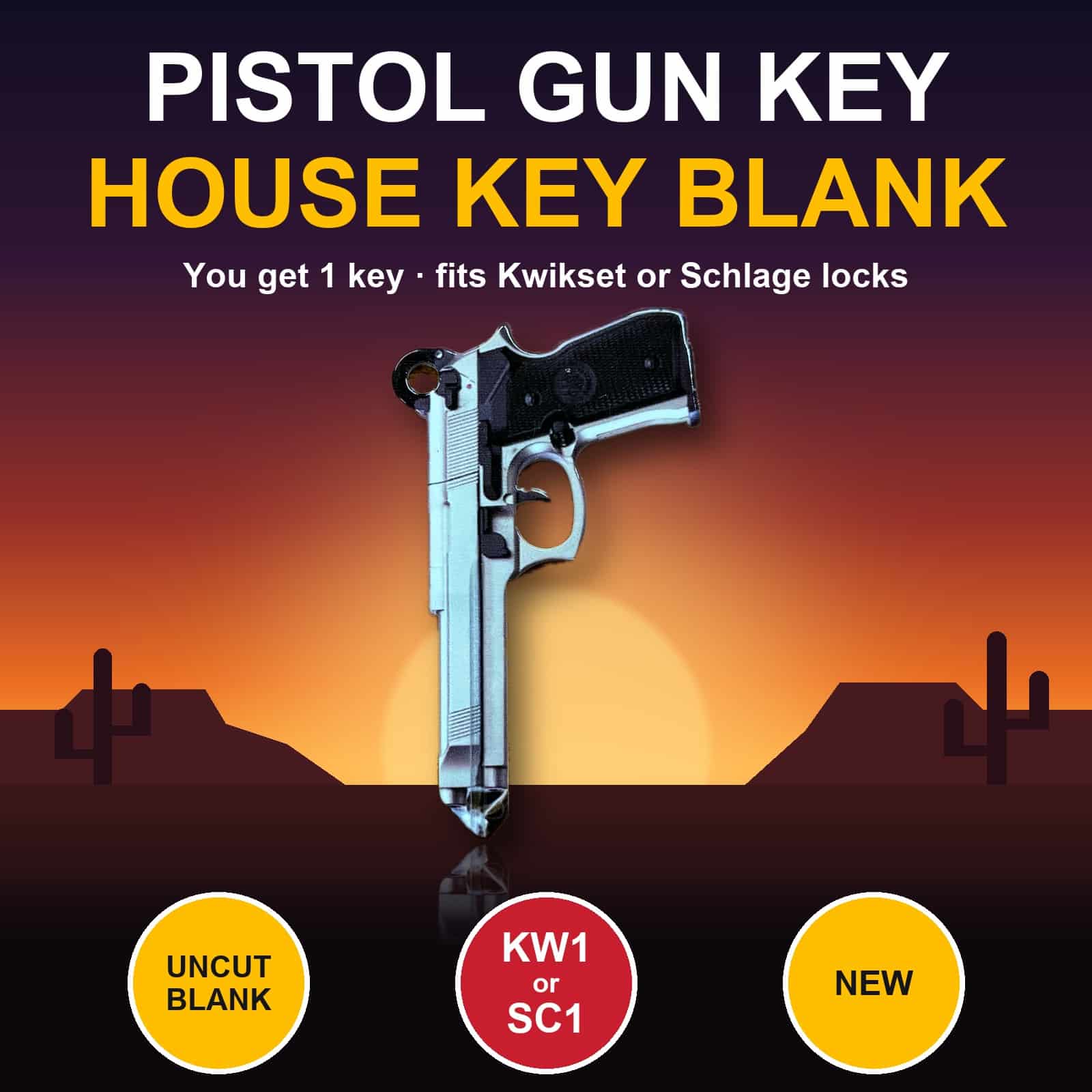 Gun picture house key blank – photo 2